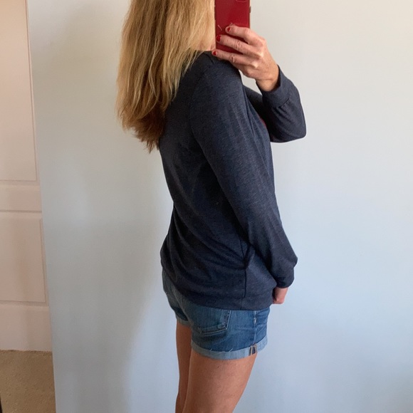 Navy French Terry Long Sleeve Plaid Reindeer Top - Picture 4 of 10